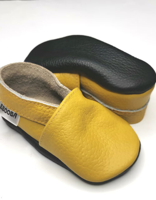 Yellow soft sole leather Baby shoes / Toddler Kids' Slippers